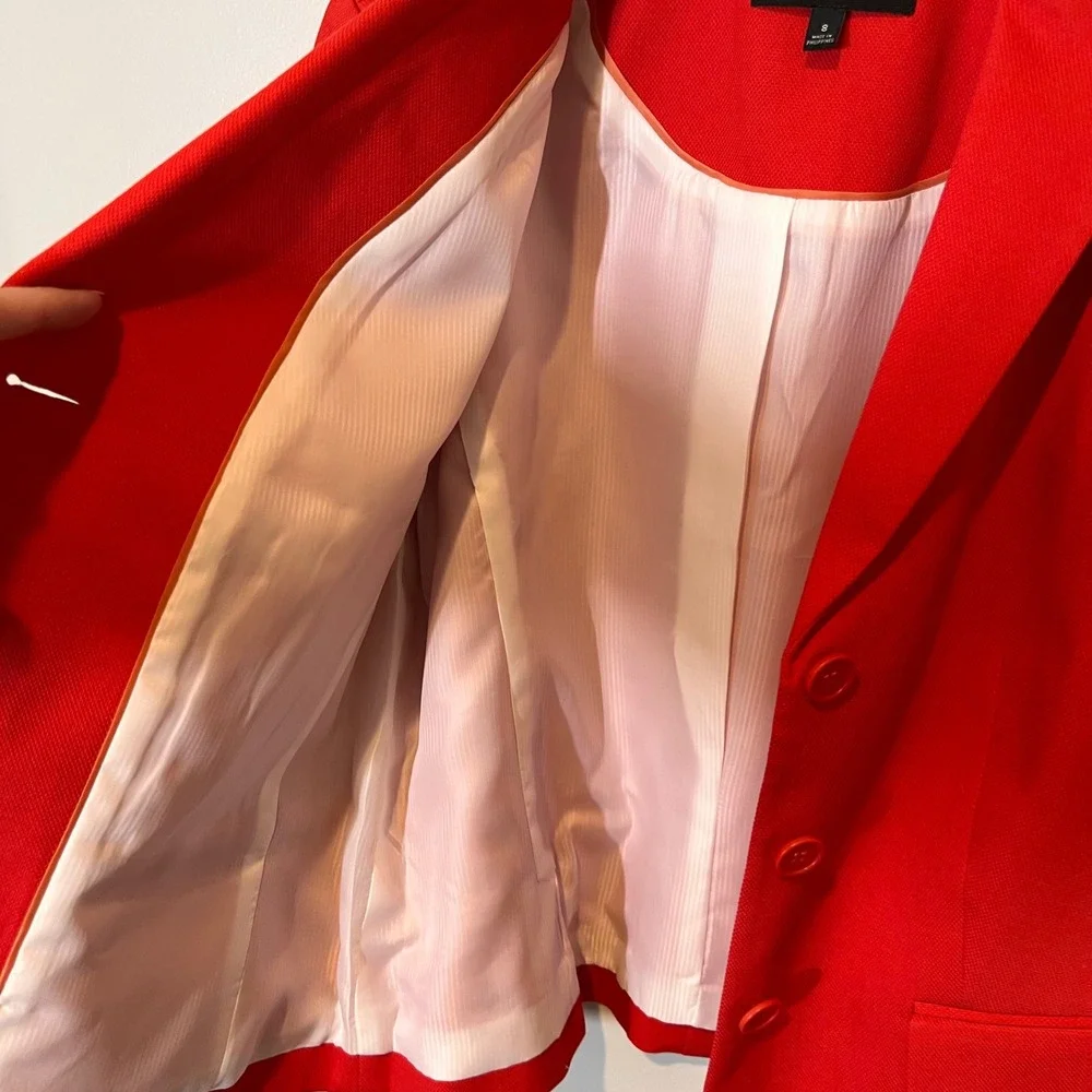 Talbots Classic Cotton Stretch Lined 3-Button Blazer in Tomato Notch Lapel‎ Sz 8